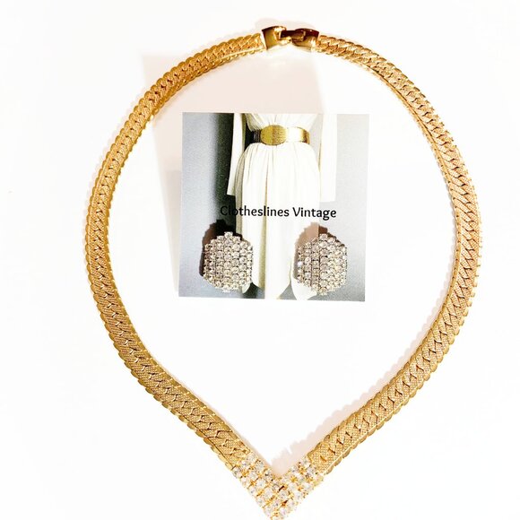 Vintage Hexagon Rhinestone Earrings - Picture 5 of 5